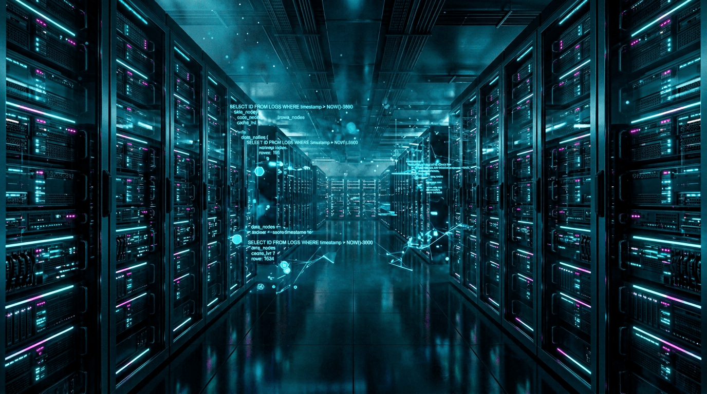 Sci-fi data center and database visualization